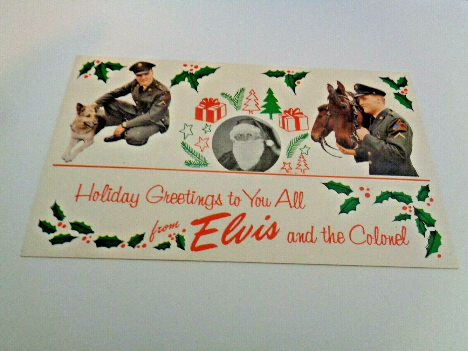 Elvis Presley Original 1959 Army Holiday Greetings Postcard. W/message. Mint.